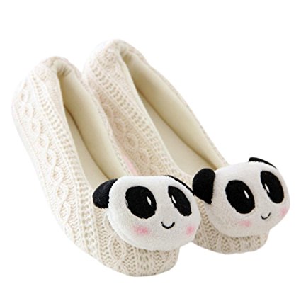 Voberry® Women Home Floor Soft Slippers Outsole Panda Rabbit Cashmere Warm Loafers