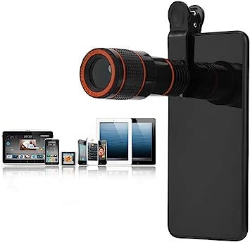 Cell Phone Camera Lens, Professional 12X Telephoto Lens， Telescopic Focusing Universal Phone Camera Lens for Mobile Phone Tablet Cell Phone Lens