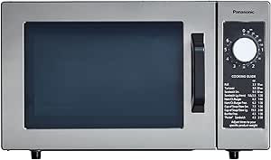 Panasonic NE-1025F Compact Light-Duty Countertop Commercial Microwave Oven with 6-Minute Electronic Dial Control Timer, Bottom Energy Feed, 1000W, 0.8 Cu. Ft. Capacity Silver