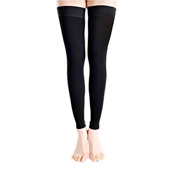 Compression Sock for Men & Women, Thigh High Stockings, Firm Support 20-30 mmHg Gradient Compression with Silicone Band - Treatment Swelling, Varicose Veins, Edema, Boost Stamina & Recovery