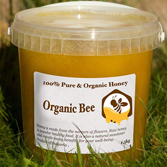 100% PURE RAW ORGANIC HONEY 1.6kg UNFILTERED UNHEATED- UNPASTEURISED WILDFLOWER CRYSTALLISED HONEY BY Organic Bee®