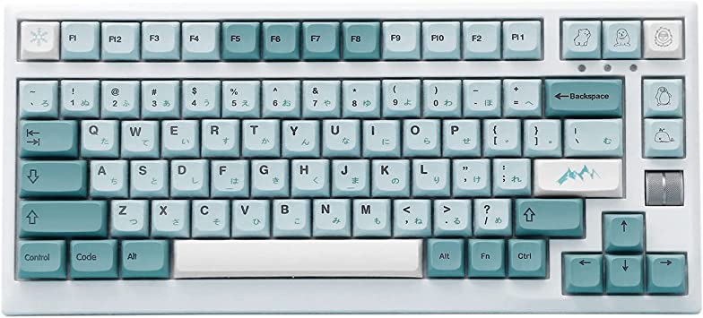 EPOMAKER Iceberg 126 Keys PBT XDA Profile Keycaps Set with Japanese Hiragana for Mechanical Gaming Keyboard, ANSI Layout, Compatible with Cherry Gateron Kailh Otemu MX Structure (Iceberg)