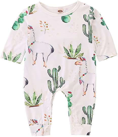 Probaby Toddler Baby Cactus Clothes Long Sleeve Romper Llama Print Bodysuit Baby Onesise