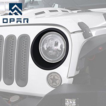 opar Matte Black Headlight Bezels Headlight Cover Trim for 2007-2018 Jeep Wrangler JK & Wrangler Unlimited