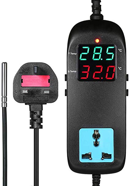 KKmoon LED Digital Display Temperature Controller Thermostat with Temperature Sensor for Automatic Heating Cooling Control AC90V~250V