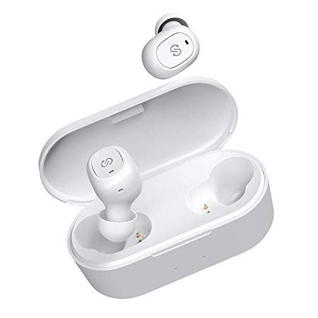 True Wireless Earphone, SoundPEATS TrueFree   5.0 Bluetooth Earbuds TWS Stereo Headphone Built-in mic with Stereo Calls, Automatic One-Step Pairing, 35 Hrs Playtime White