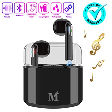 Wireless Earbuds, Bluetooth Earbuds Wireless Earphones Noise Cancelling with Mic Charging Case, Sport Running Mini True Stereo Earbuds Bluetooth Compatible Android Samsung Huawei Phones X 8 7