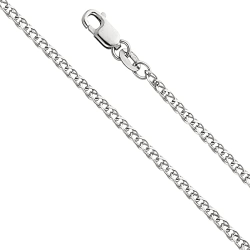 14k REAL Yellow and White Gold Solid 2mm Flat Open Wheat Chain Necklace with Lobster Claw Clasp