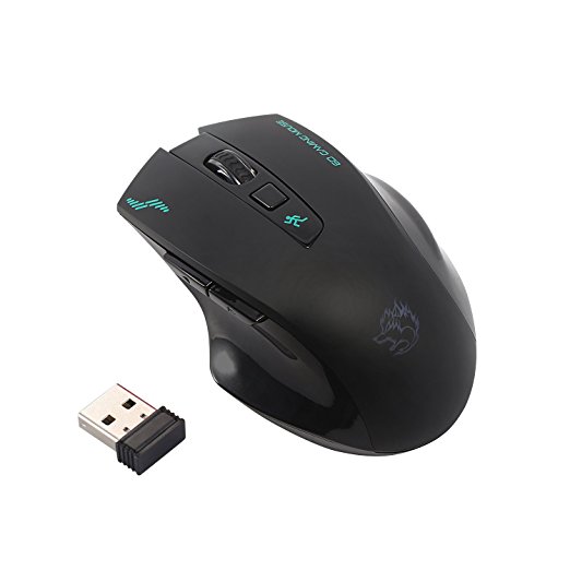 Wireless Optical Mouse 2.4G Portable Ergonomic Cordless Gaming Mice with USB Receiver, 6 Buttons for Laptop.PC,Computer,Notebook,Macbook - Black