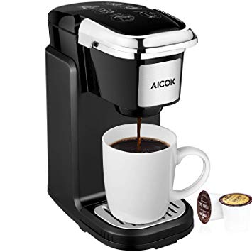 Single Serve Coffee Maker, AICOOK Single Cup Coffee Maker, 800W Single Serve Coffee Brewer For K Cup Pods, One Cup Coffee Maker with Quick Brew Technology, Black