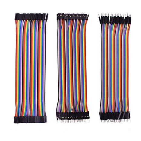 Smraza 120pcs Multicolored Jumper Wire 40pin Male to Female, 40pin Male to Male, 40pin Female to Female Breadboard Jumper Wires Ribbon Cables Kit for breadboard connections S02