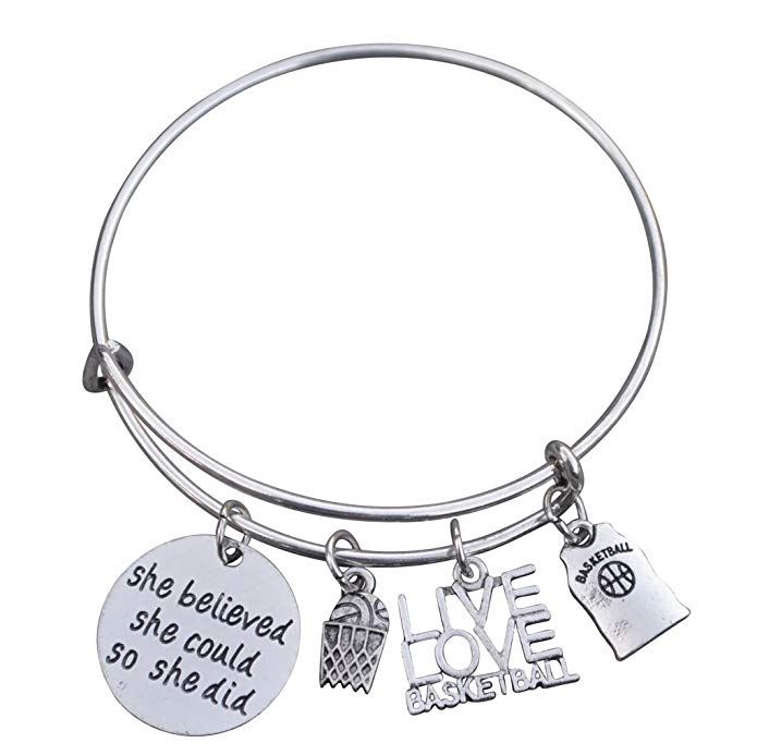 Infinity Collection Basketball Bangle Bracelet- Basketball Bracelet- Basketball Jewelry for Girls- Perfect Basketball Gift