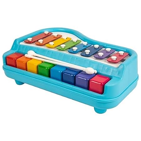 Fun Express Musical Xylophone and Mini Piano, Non Toxic, Non-Battery- Assorted Color (Large Blue)