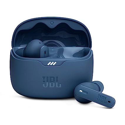 JBL Tune Beam Wireless ANC Earbuds (TWS) with Mic, Customized Extra Bass EQ, 48 Hrs Battery and Quick Charge, 4-Mics, IP54, Ambient Aware & Talk-Thru, Headphones App, Bluetooth 5.3 (Blue)