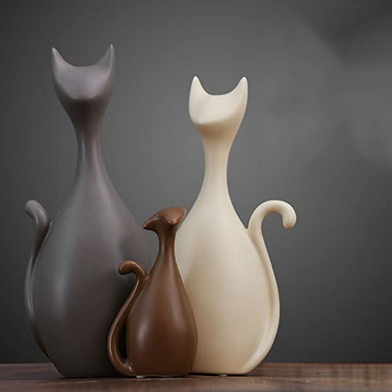 Ctystallove Home Decor Accessories Animal Porcelain Ornaments Ceramic Crafts Art Figurines (Cat)