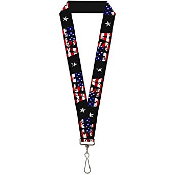 Buckle-Down Lanyard - 1.0" - Usa W/star Black/us Flags Accessory