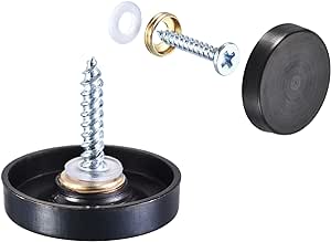 uxcell Mirror Screws, 25mm/0.98", 4pcs Decorative Cap Fasteners Cover Nails, Wire Drawing, Black 304 Stainless Steel