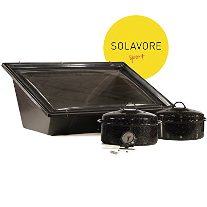 Solavore Sport Solar Oven Get Cooking! Bundle - Includes 2 GraniteWare Cooking Pots, Recipe Guide, Food Thermometer, and Water Pasteurization Tool
