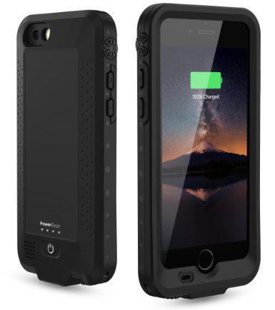 PowerBear® Waterproof iPhone 6 Case [For the iPhone 6 & iPhone 6S] 2,750 mAh Capacity - Up to 125% More Battery Power - Black [24 Month Warranty]
