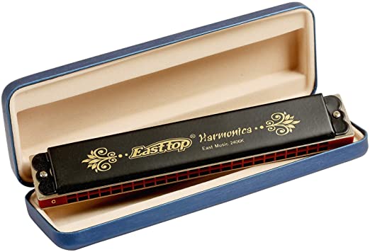 East top 24 Holes Tremolo Harmonica Key of C, Tremolo Mouth Organ Harmonica for Adults, Professionals and Students (T2406K-C)