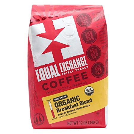 Equal Exchange Organic Whole Bean Coffee, Breakfast Blend, 12-Ounce Bag