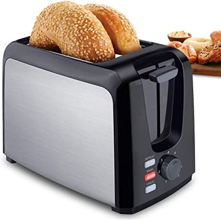 Toaster 2 Slice Best Rated Prime Wide Slot Stainless Steel Toasters Compact Retro Toaster with 7 Bread Shade Setting & Removable Crumb Tray for Bread, Waffles