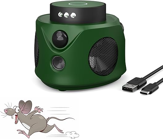 2023 Upgraded Ultrasonic Rodent Repellent Indoor, Intelligent Frequency Conversion Ultrasonic& PIR& Flash Light, Triple Mouse Repellent Effect, for Bat, Rodent, Mice, Squirrel, Spider, Roach(Green)