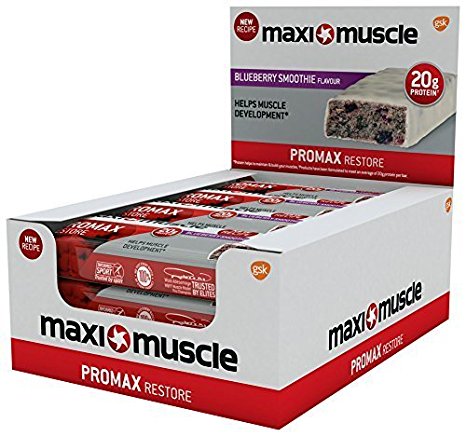 Maximuscle Blueberry Smoothie Flavour Promax High Protein Bar, 60 g, Pack of 12