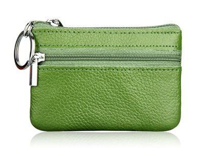 ETIAL Womens Genuine Leather Zip Mini Coin Purse w/ Key Ring