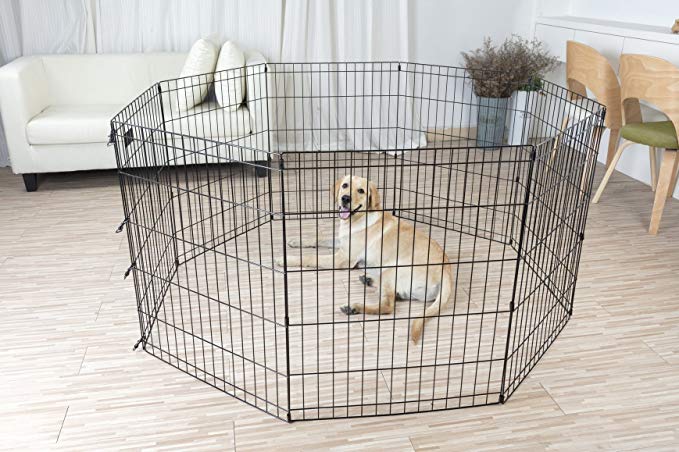 Simply Plus Pets Foldable Metal Exercise Pen/Pet Playpen, for Indoor Home & Out-Door Use. Keeps Pets Safe,Easy Set Up, No Tools Required