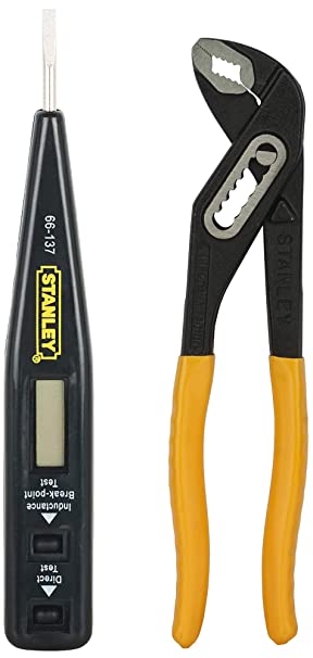 STANLEY 66-137 Digital Detection Tester and Screwdriver (Black) STANLEY 71-669 10'' Water Pump Plier Box Joint,Curve Steel