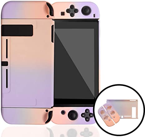Dockable Case for Nintendo Switch,Protective Cover Case for Nintendo Switch and Joy-Con Controllers (Purple and Pink)