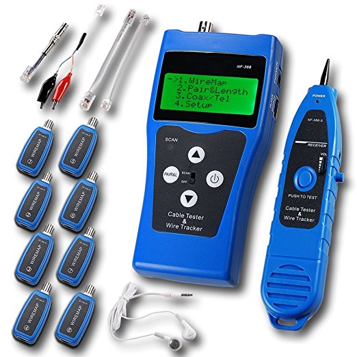 FOME NOYAFA NF-388 Multipurpose Network Cable Tester Tracker Tracer with 8 Far-end Jacks for Test Ethernet LAN Phone wire USB coaxial (Blue)  FOME GIFT