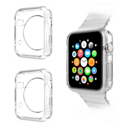 Apple Watch Case Moko 2-pack Ultra Slim Flexible Premium Soft TPU Transparent Full Body Cover for Apple Watch 42mm Version 2015 - Crystal Clear Not Fit Apple Watch 38mm version 2015