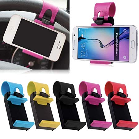 SDO Universal Car Steering Wheel Mobile Phone Socket Holder For Apple Iphone 6 6S Plus 5C 5S / Iphone 4 4S /Samsung Galaxy Xiaomi Lenovo Mobile Phones Upto 5.5 Inches