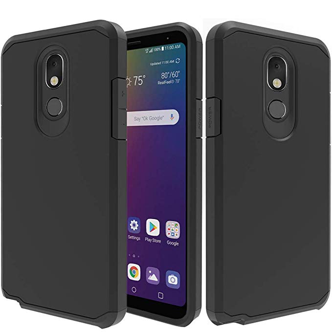 ATUS LG Stylo 5 Case, with Full Cover Tempered Glass Screen Protector, Hybrid Dual Layer Protective TPU Case (Black/Black)