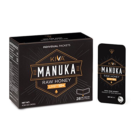 Kiva Certified UMF 10 , Raw Manuka Honey SNAP-PACKETS (28 Count | On-The-Go Packets)