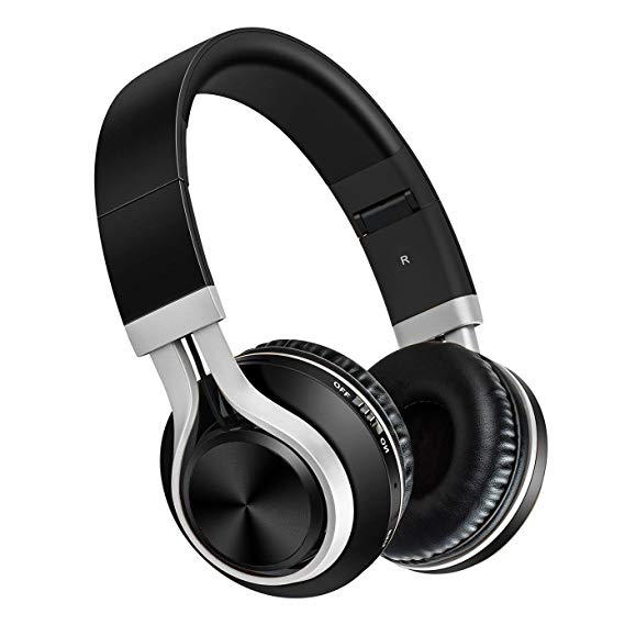 Baseman Wireless Bluetooth Headphones with Mic, Wired and Wirelss Mode, Over Ear Lightweight Foldable Headset, Hi-Fi Stereo Deep Bass Earphones for Travel Work, for Phone TV PC (Black Silver)