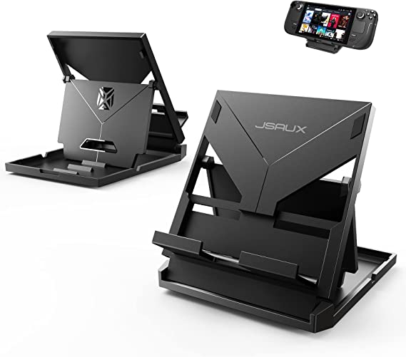 JSAUX Stand Base for Steam Deck, Foldable Holder Stand Anti-Slip Adjustable Playstand Dock Compatible with Valve Steam Deck, Switch, Tablet, Mobile Phone