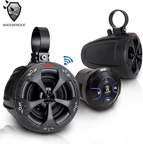 2-Way Dual Bluetooth Off-Road Speakers - 4 Inch 800W Marine Waterproof Wakeboard Speakers, Full Range Outdoor for ATV, Snow Mobile UTV, Quad, Jeep, Boat - Pyle PLUTV46BTA