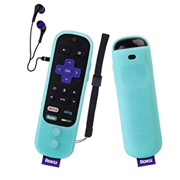 Roku Ultra Remote Case SIKAI Silicone Protective Cover for Roku Ultra with Power Button Remote Shockproof Anti-Slip Anti-Lost with Hand Strap (Luminous Blue)