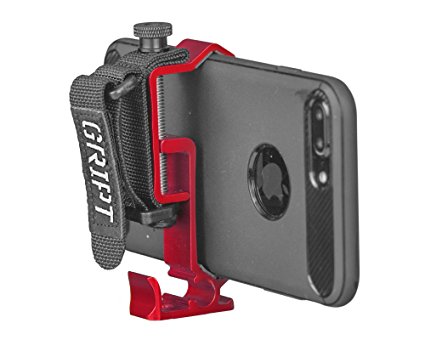 GRIPT Secure Smartphone Rig - Universal Tripod Adapter, Phone Hand Grip and Smartphone Accessory Mount - Red