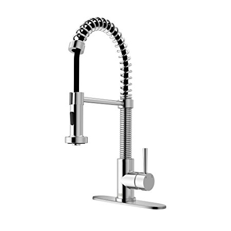 VIGO Edison Single Handle Pull-Down Spray Kitchen Faucet with Deck Plate, Chrome