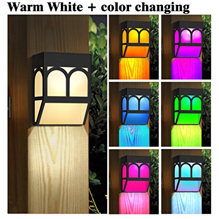 Solar Powered Color Changing Mount Light Outdoor Landscape Garden Yard Fence Warm White (8)