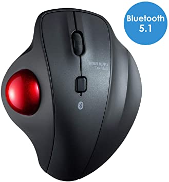 SANWA (Japan Brand) Bluetooth Wireless Ergonomic Trackball Mouse, Silent Noiseless Optical Mice, (600/800/1200/1600 DPI,Washable 34mm trackball) Compatible with MacBook, Laptop, Windows, Support iOS13