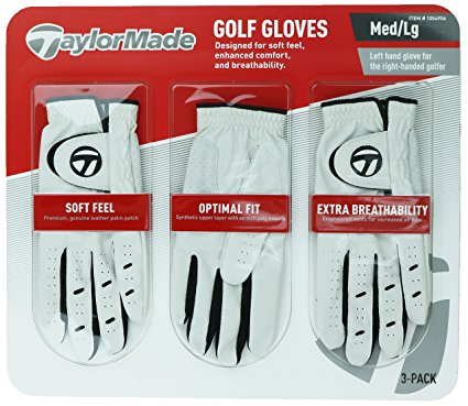 TaylorMade Men's Golf Gloves, Leather Palm Patch, 3 Pack