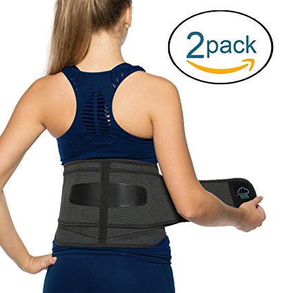 Modvel Lower Back Lumbar Support Brace for Men and Women - Orthopedic Brace Belt Design - Relieving Back Pain - Great for Employees at Work, Desk Jobs, Standing Jobs. S/M Size, 2 Pack (MV-819)