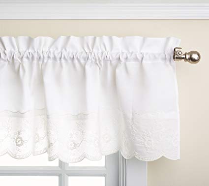 LORRAINE HOME FASHIONS Candlewick Tailored Valance, 60 by 12-Inch, White