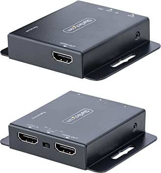 StarTech.com 4K HDMI Extender over CAT6/CAT5 Ethernet Cable, 4K 30Hz or 1080p 60Hz Video Extender, HDMI over Ethernet Cable, HDMI Transmitter and Receiver Kit, IR Remote Control (EXTEND-HDMI-4K40C6P1)