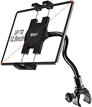 woleyi Spinning Bike Tablet Mount, Gooseneck Indoor Stationary Exercise bike Tablet Holder, Treadmill Elliptical Tablet Stand for iPad Pro 9.7, 11, 12.9 / Air / Mini, More 4-13" Tablets and Cellphones